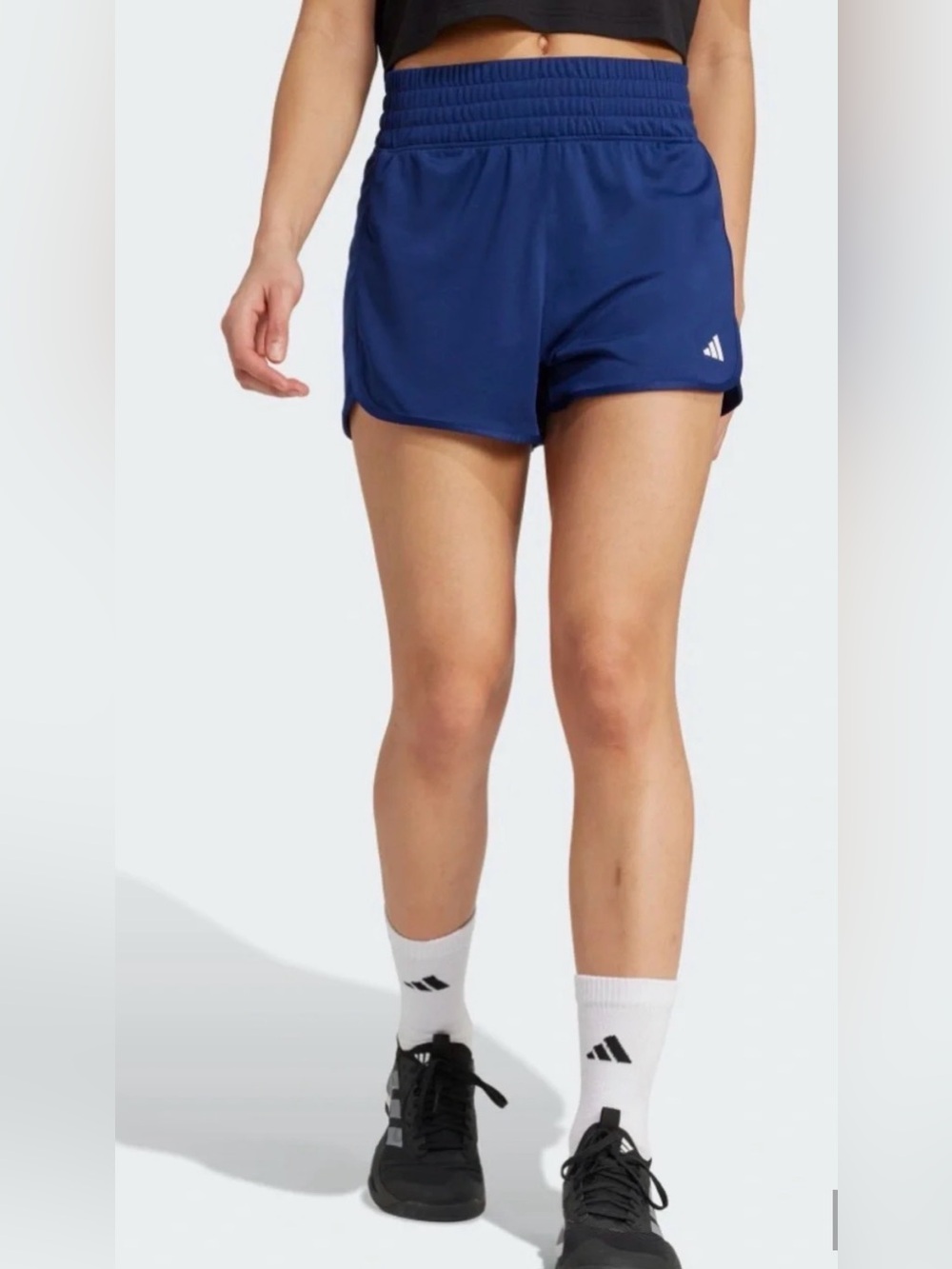 Adidas Women’s Pacer Knit High Rise Training Shorts - Blue - M